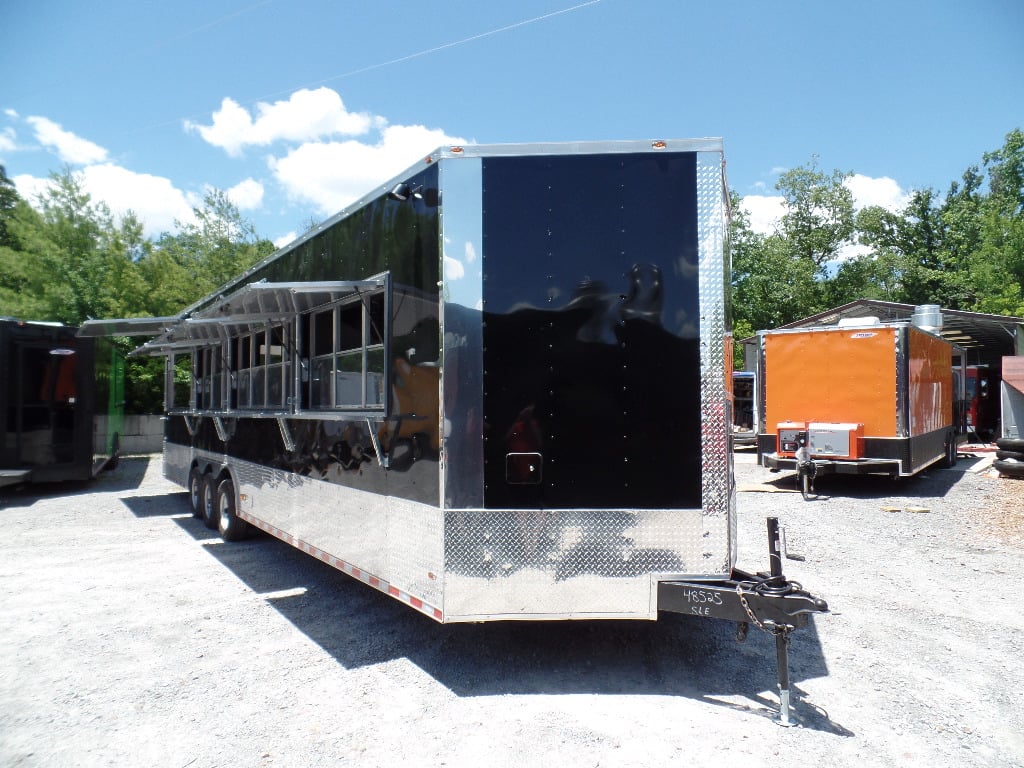 8.5' x 32' Concession Food Trailer Black With Appliances