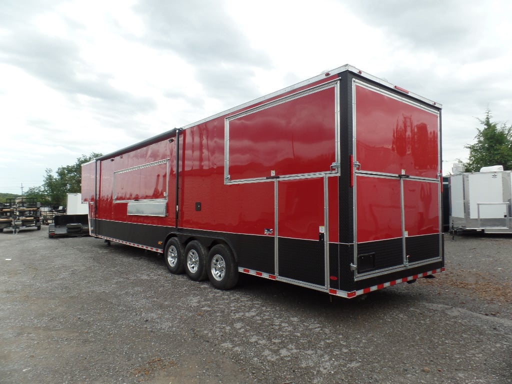 8.5' x 45' Red Gooseneck Concession Food Trailer With Appliances