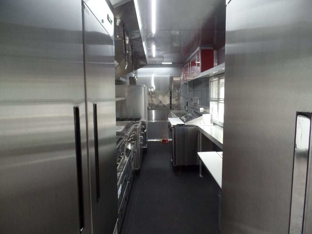 8.5' x 45' Red Gooseneck Concession Food Trailer With Appliances