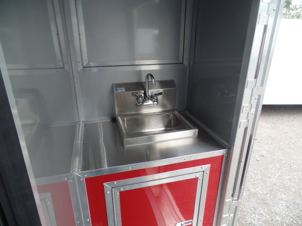 8.5' x 45' Red Gooseneck Concession Food Trailer With Appliances