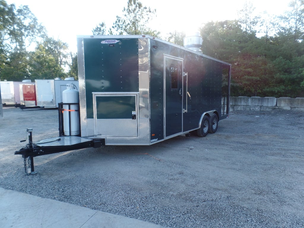 8.5' x 20' Emerald Green Porch Style Concession Trailer