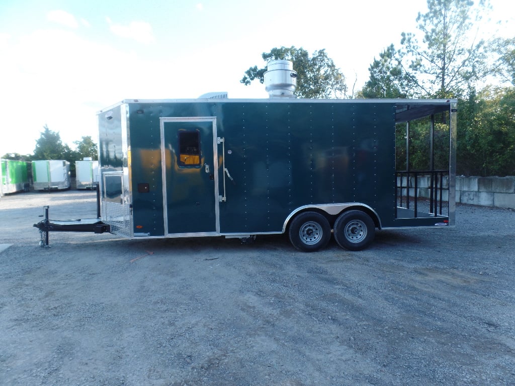 8.5' x 20' Emerald Green Porch Style Concession Trailer