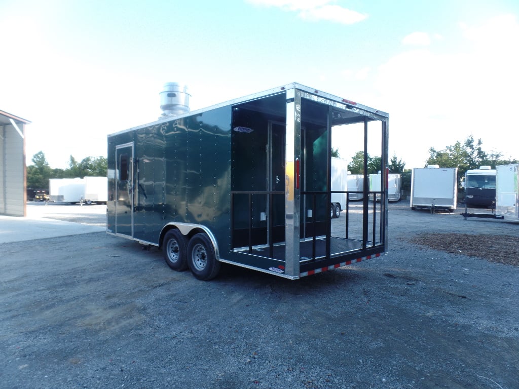 8.5' x 20' Emerald Green Porch Style Concession Trailer