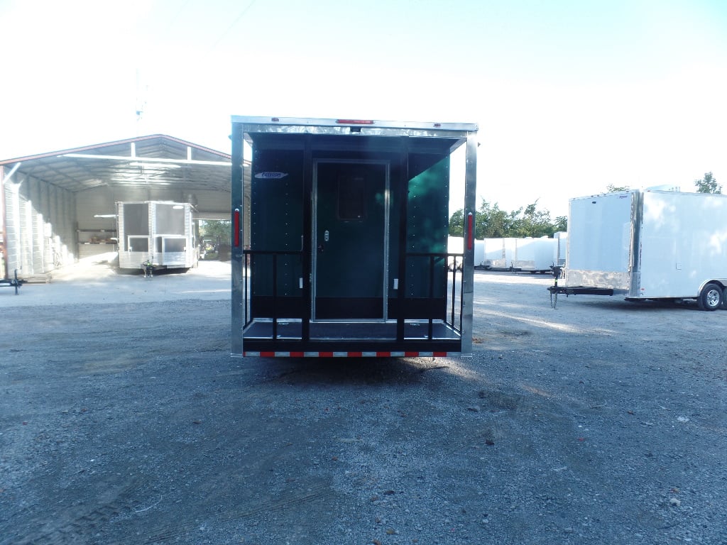 8.5' x 20' Emerald Green Porch Style Concession Trailer