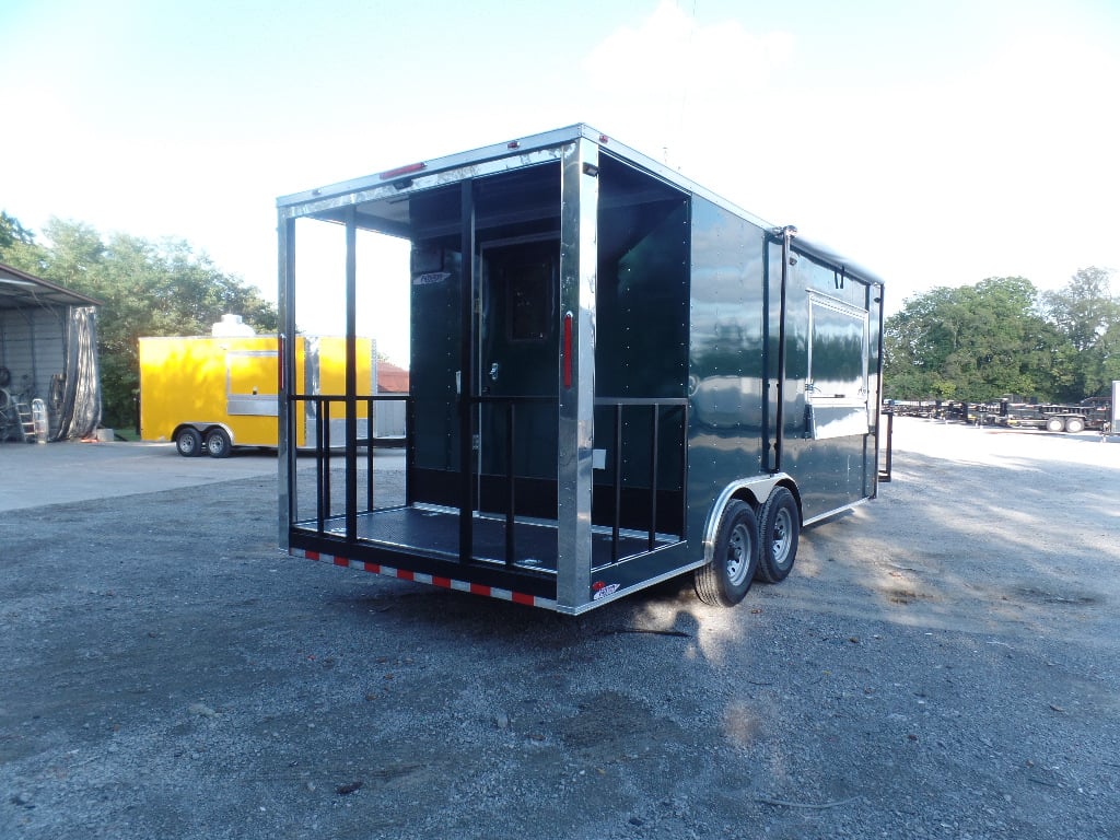 8.5' x 20' Emerald Green Porch Style Concession Trailer