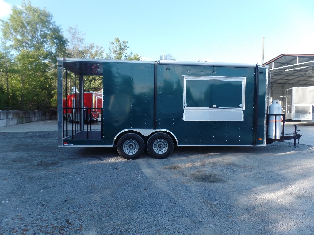 8.5' x 20' Emerald Green Porch Style Concession Trailer