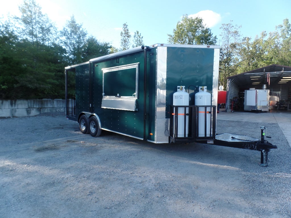 8.5' x 20' Emerald Green Porch Style Concession Trailer