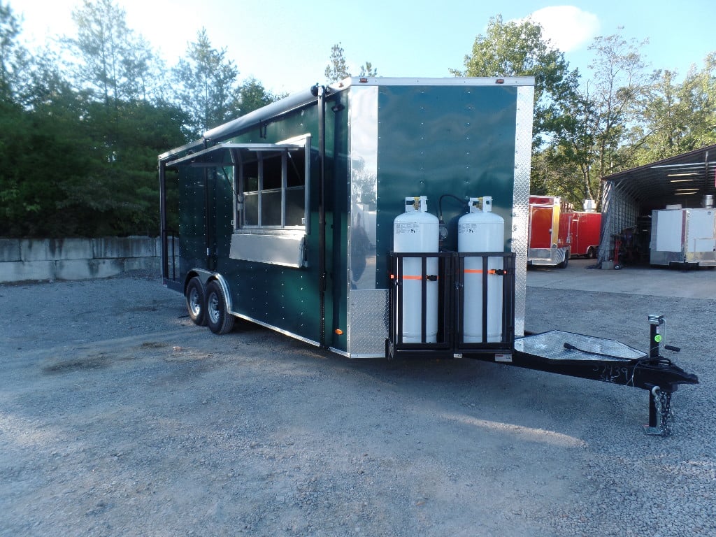 8.5' x 20' Emerald Green Porch Style Concession Trailer