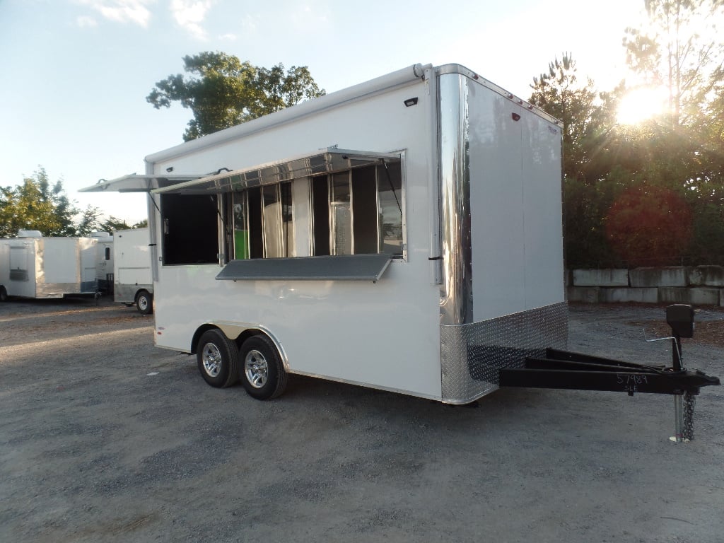 8.5' x 16' White Snow Cone Concession Food Trailer