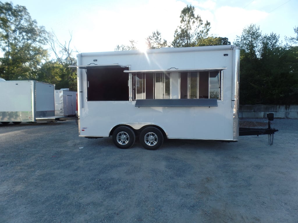 8.5' x 16' White Snow Cone Concession Food Trailer