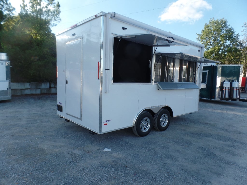 8.5' x 16' White Snow Cone Concession Food Trailer