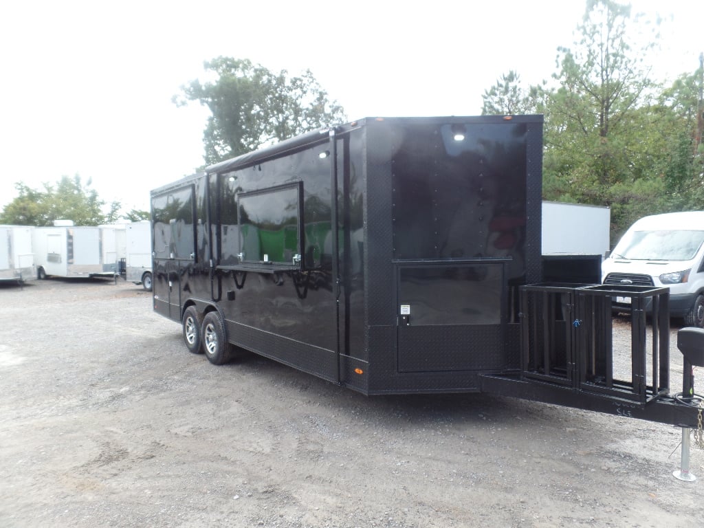 8.5x22ft Black Enclosed Porch Concession Trailer