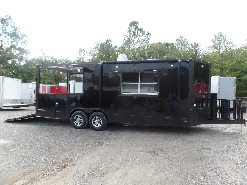 8.5x22ft Black Enclosed Porch Concession Trailer