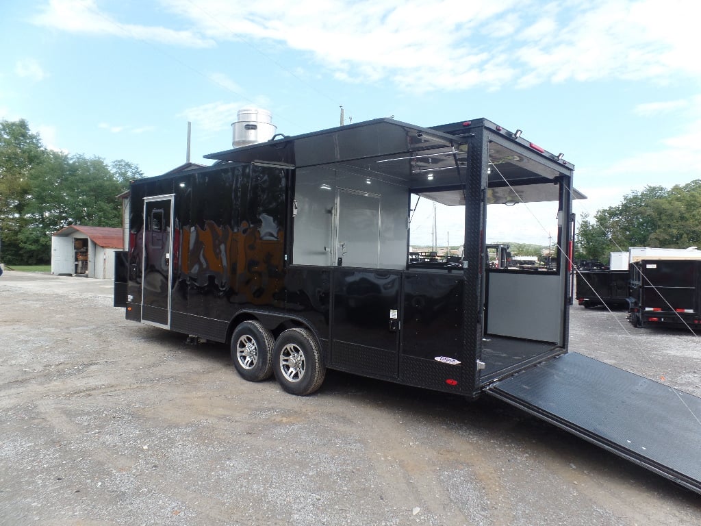 8.5x22ft Black Enclosed Porch Concession Trailer