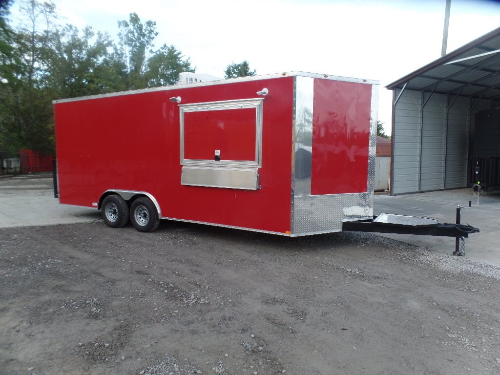 8.5' x 20' Red Concession Food Trailer With Appliances