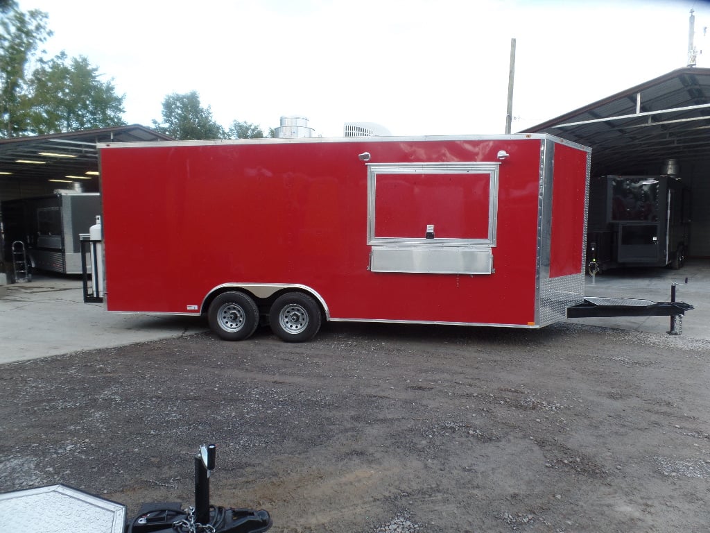 8.5' x 20' Red Concession Food Trailer With Appliances