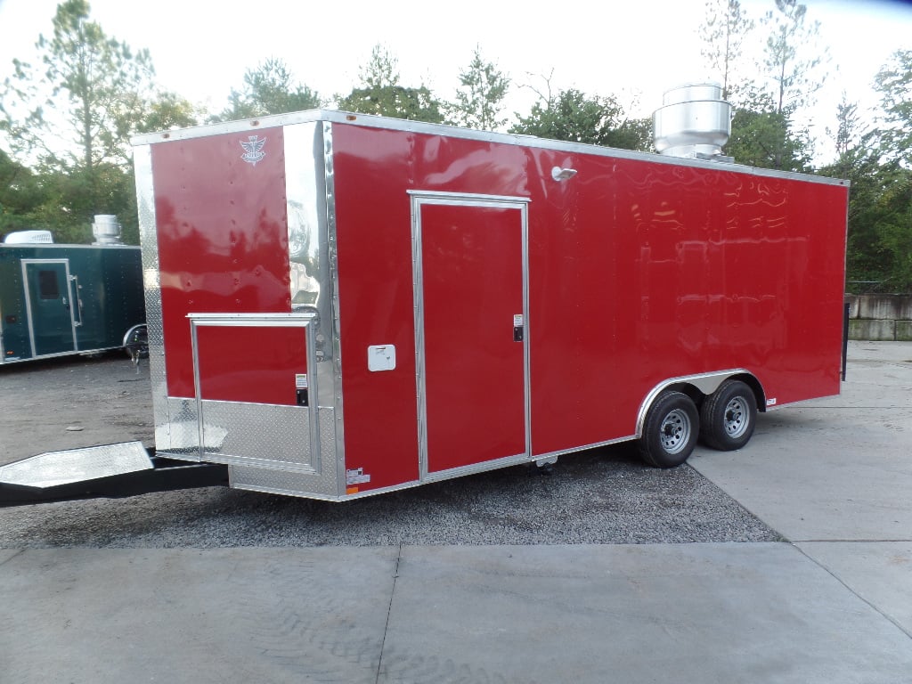 8.5' x 20' Red Concession Food Trailer With Appliances