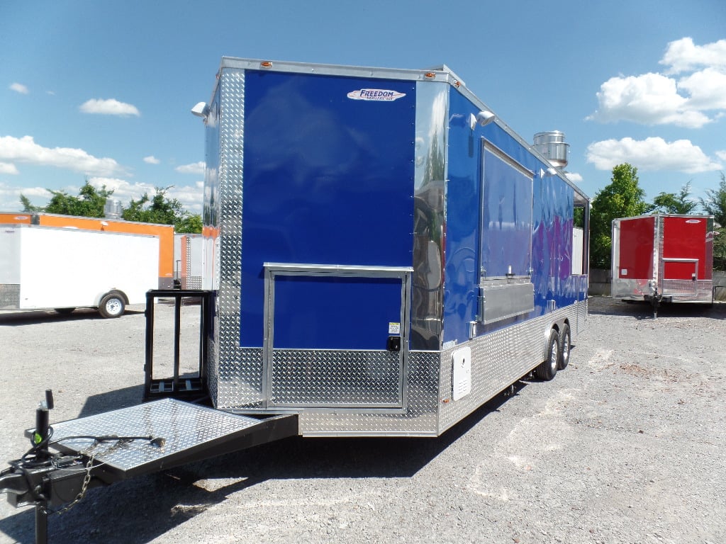 8.5' x 24' Concession Food Trailer Blue BBQ Event Catering