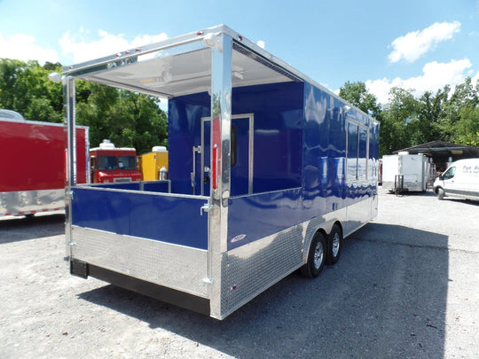 8.5' x 24' Concession Food Trailer Blue BBQ Event Catering