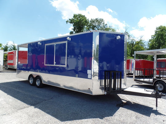 8.5' x 24' Concession Food Trailer Blue BBQ Event Catering