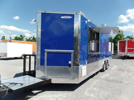 8.5' x 24' Concession Food Trailer Blue BBQ Event Catering