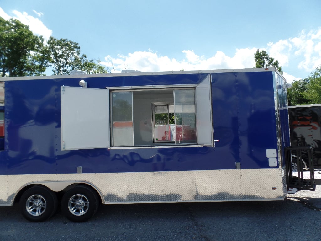 8.5' x 24' Concession Food Trailer Blue BBQ Event Catering