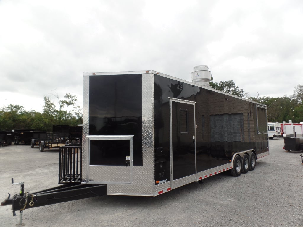 8.5' x 30' Black Pizza Concession Food Trailer