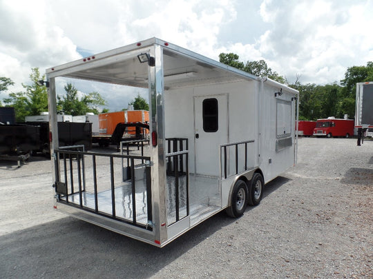 8.5' x 22' Concession Trailer White BBQ Food Event Catering