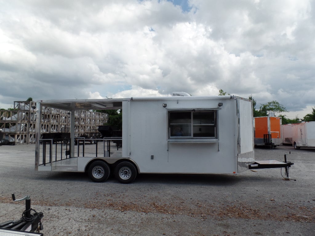 8.5' x 22' Concession Trailer White BBQ Food Event Catering