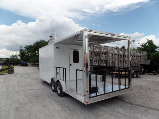 8.5' x 22' Concession Trailer White BBQ Food Event Catering