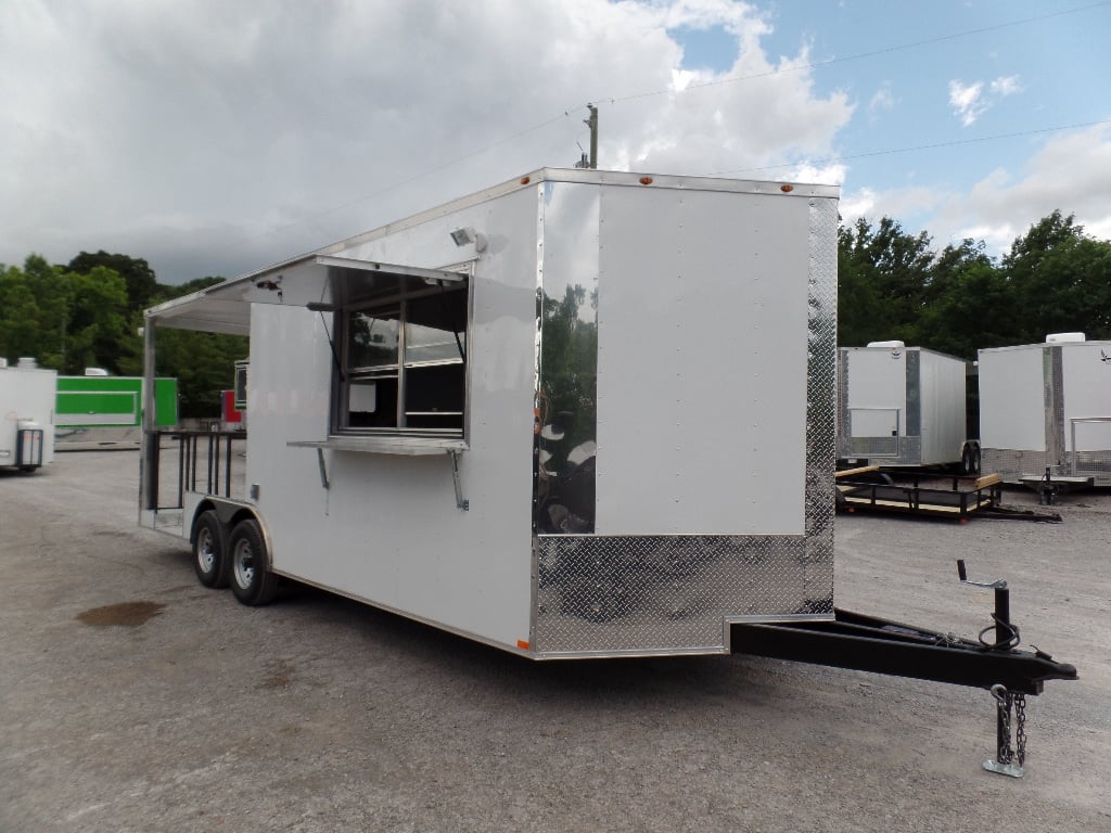 8.5' x 22' Concession Trailer White BBQ Food Event Catering