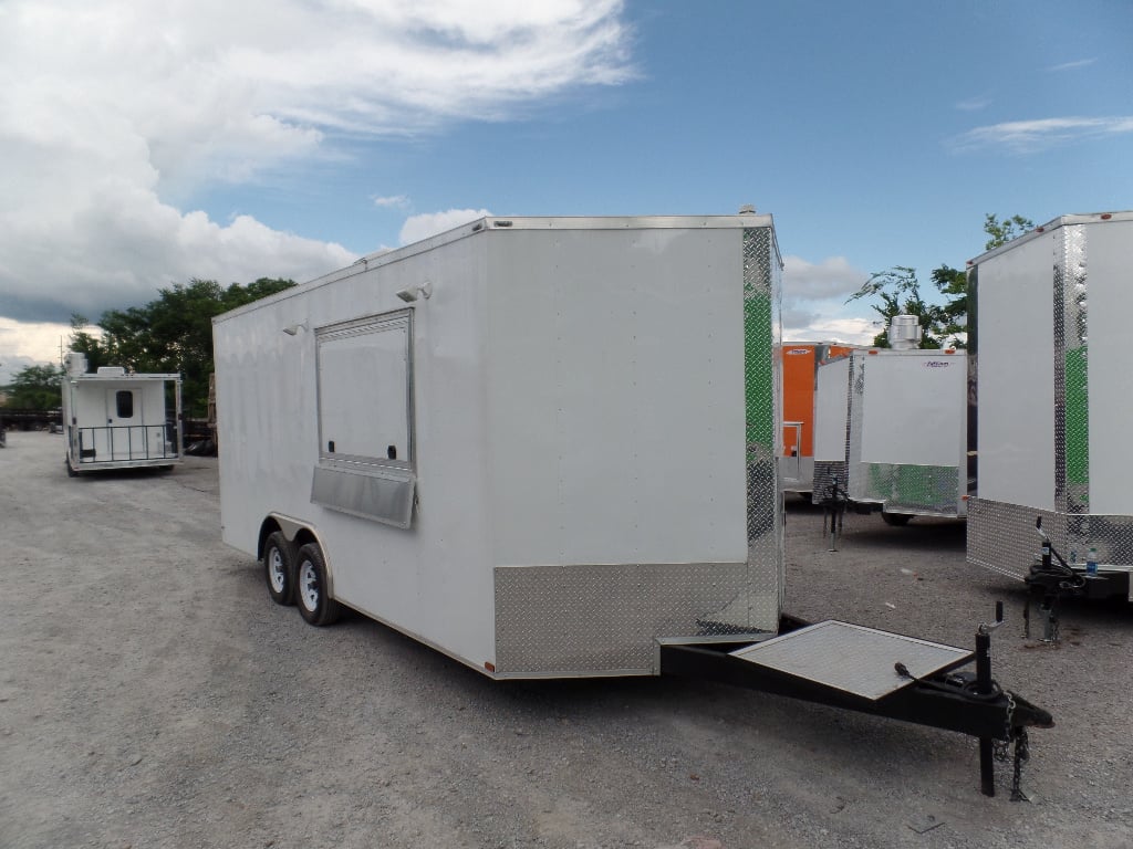 8.5' x 18' Concession Food Trailer White Event Catering