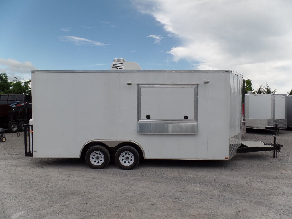 8.5' x 18' Concession Food Trailer White Event Catering