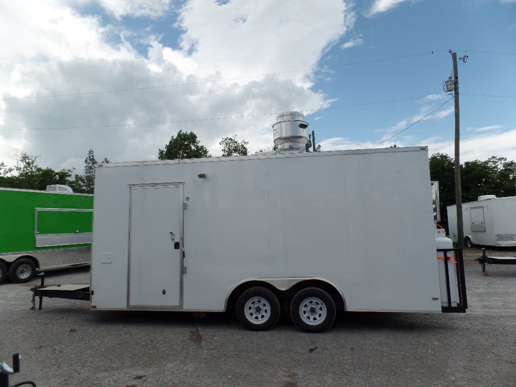 8.5' x 18' Concession Food Trailer White Event Catering