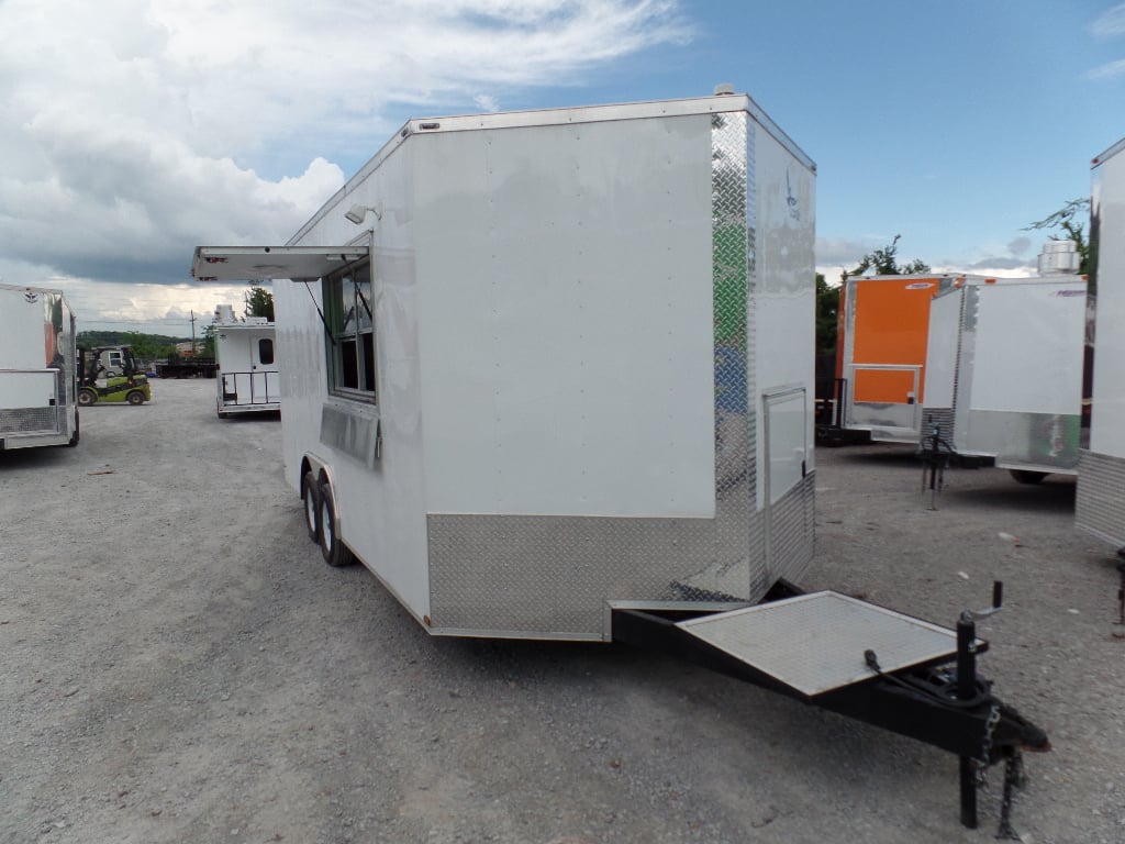 8.5' x 18' Concession Food Trailer White Event Catering