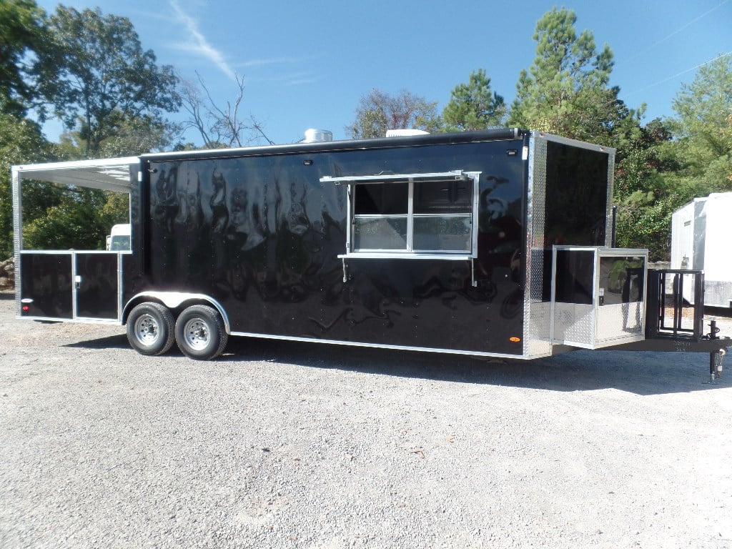 8.5' x 26' Black Porch Style Concession Trailer