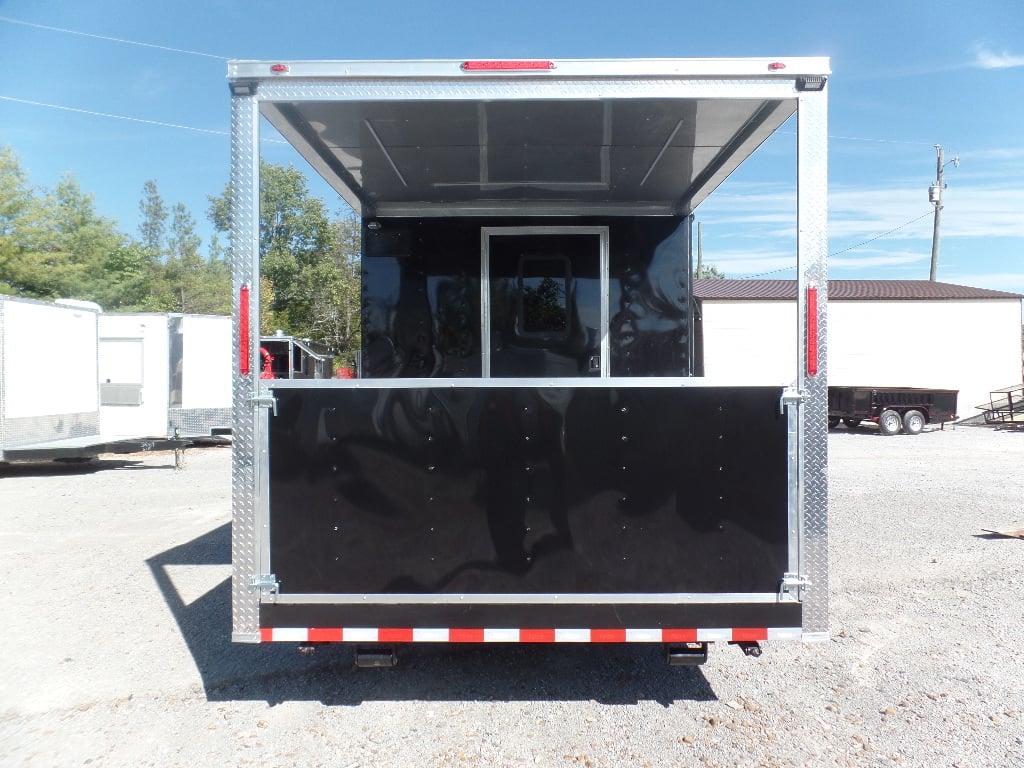 8.5' x 26' Black Porch Style Concession Trailer