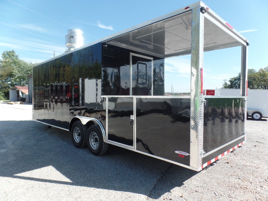 8.5' x 26' Black Porch Style Concession Trailer