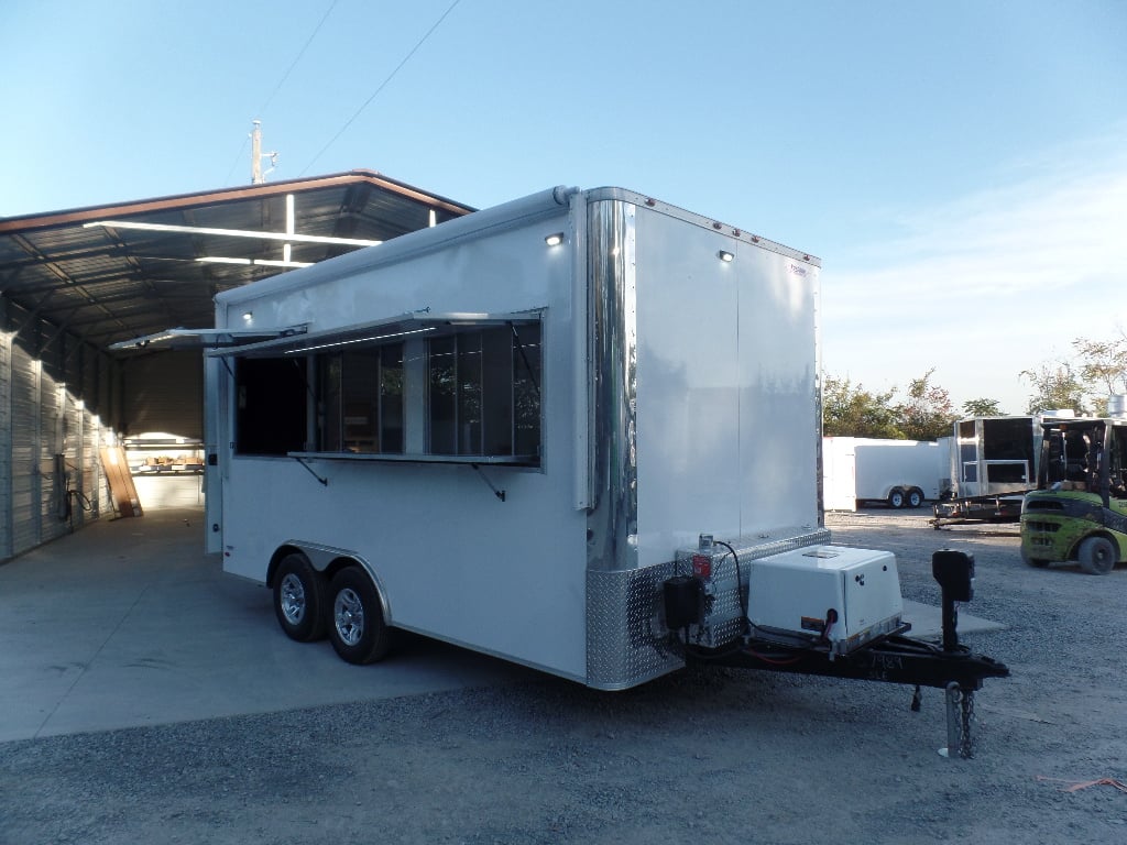 8.5' x 16' White Snow Cone Concession Food Trailer