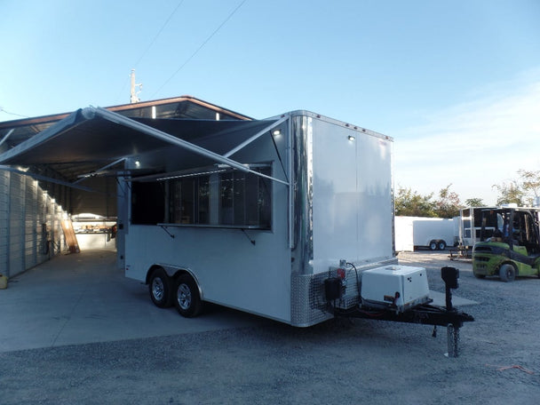 8.5' x 16' White Snow Cone Concession Food Trailer