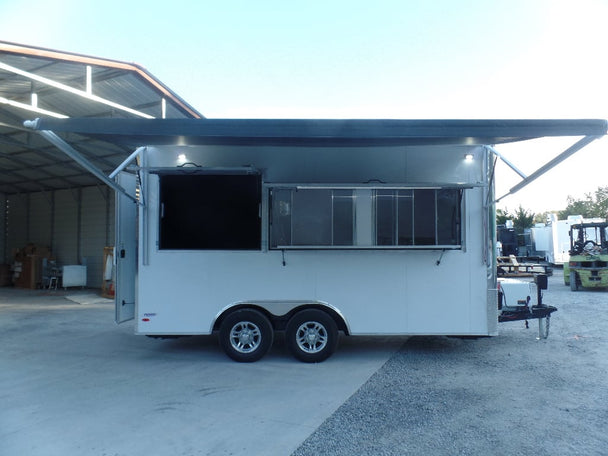 8.5' x 16' White Snow Cone Concession Food Trailer