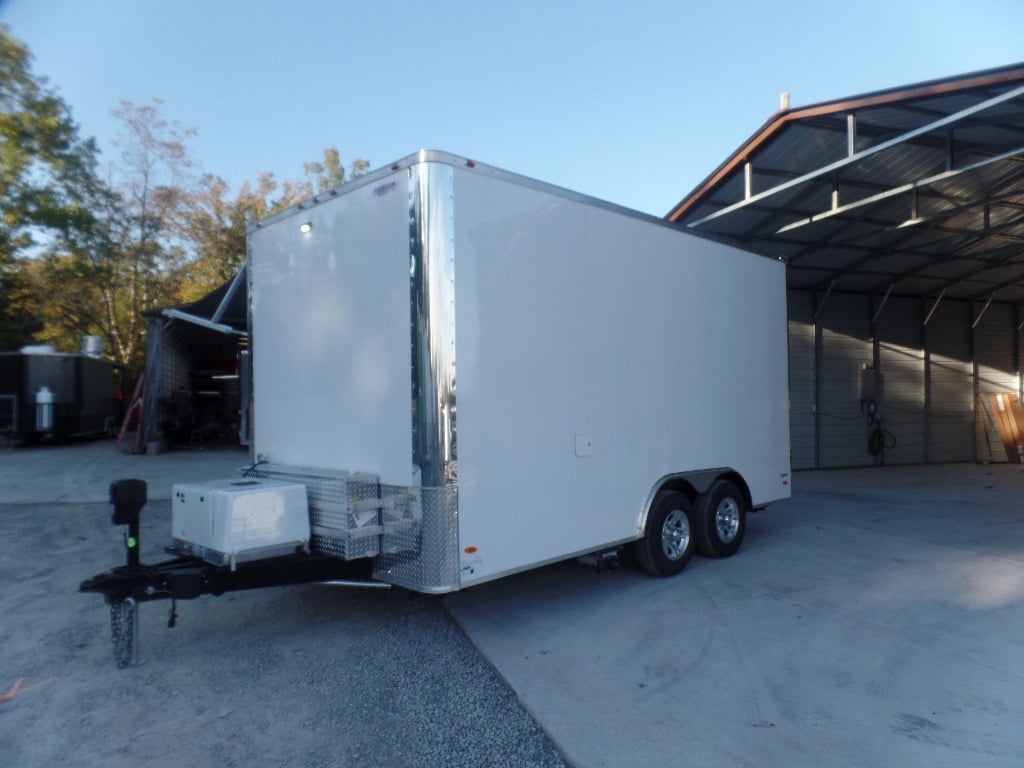 8.5' x 16' White Snow Cone Concession Food Trailer