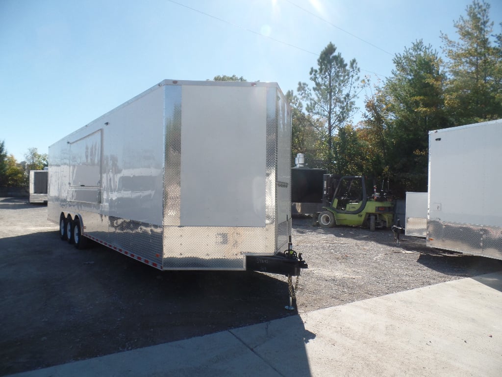 8.5' x 32' White Fully Enclosed Food Concession Trailer