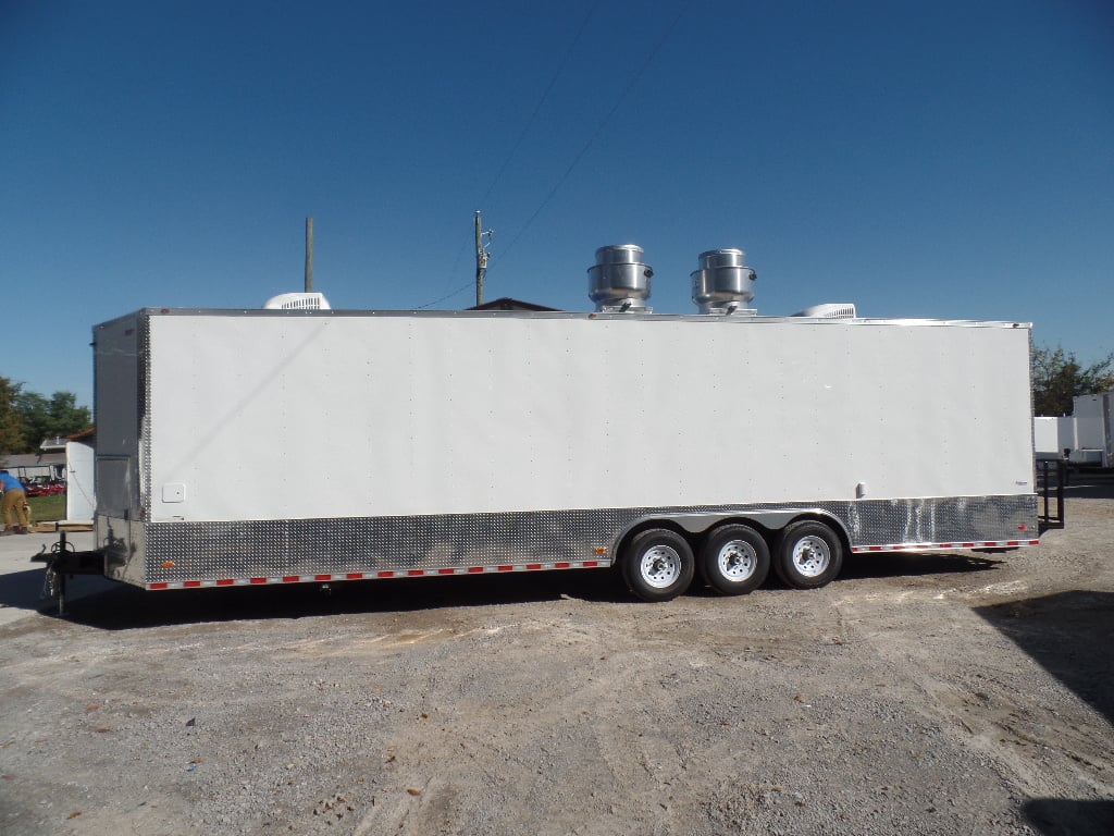 8.5' x 32' White Fully Enclosed Food Concession Trailer