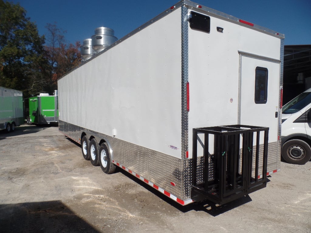 8.5' x 32' White Fully Enclosed Food Concession Trailer