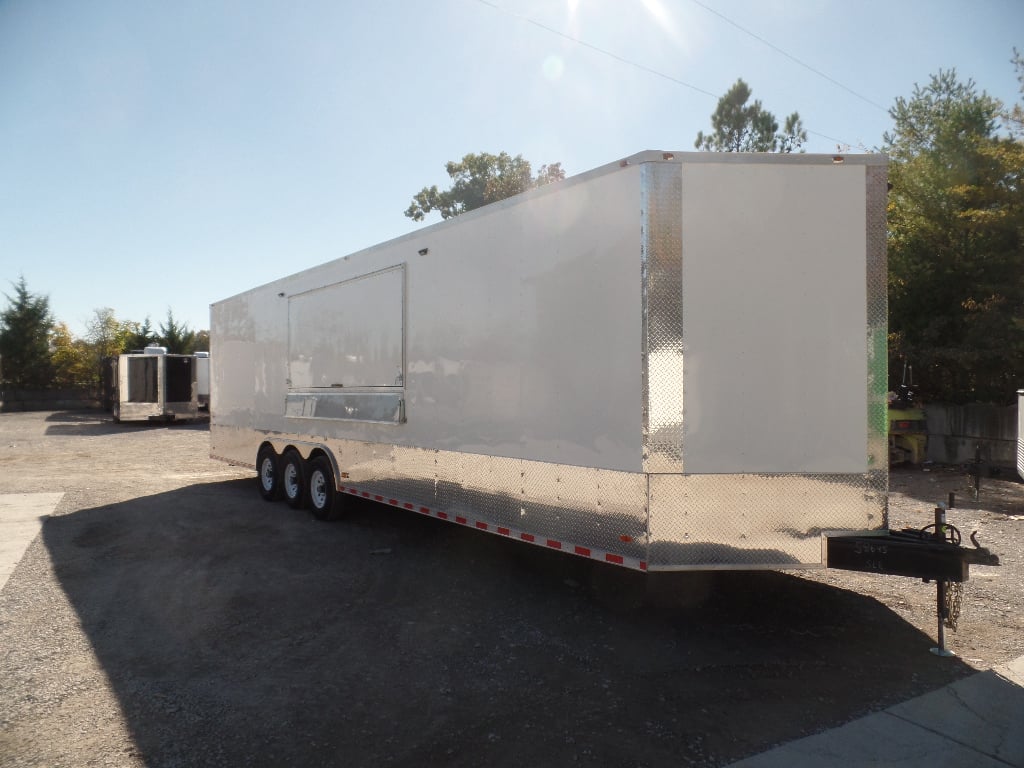 8.5' x 32' White Fully Enclosed Food Concession Trailer