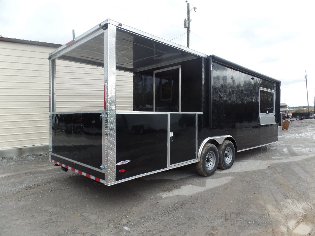 8.5' x 26' Black Porch Style Concession Food Trailer With Appliances