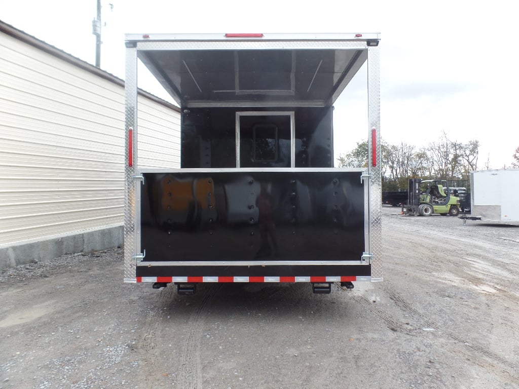 8.5' x 26' Black Porch Style Concession Food Trailer With Appliances