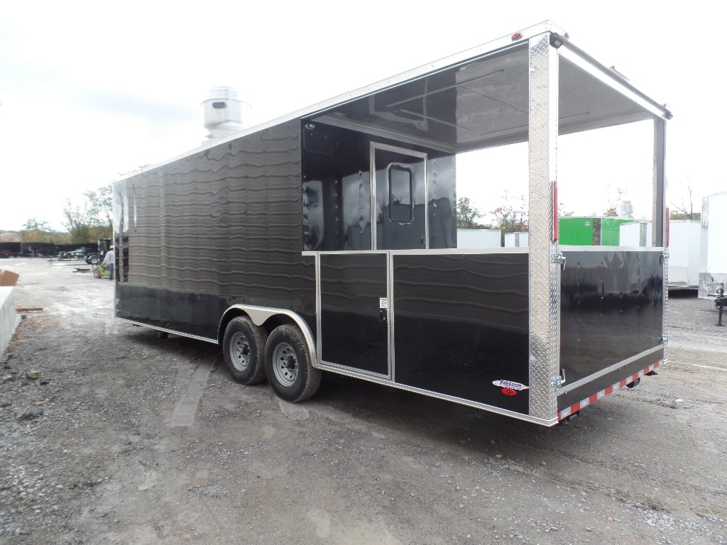 8.5' x 26' Black Porch Style Concession Food Trailer With Appliances