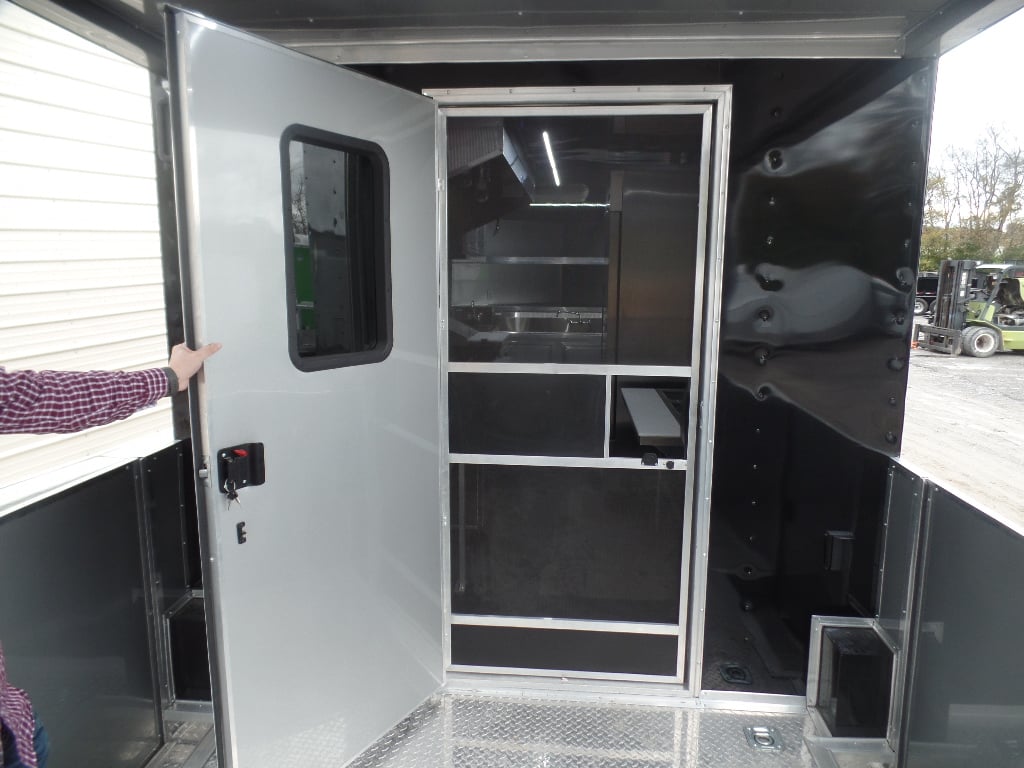 8.5' x 26' Black Porch Style Concession Food Trailer With Appliances